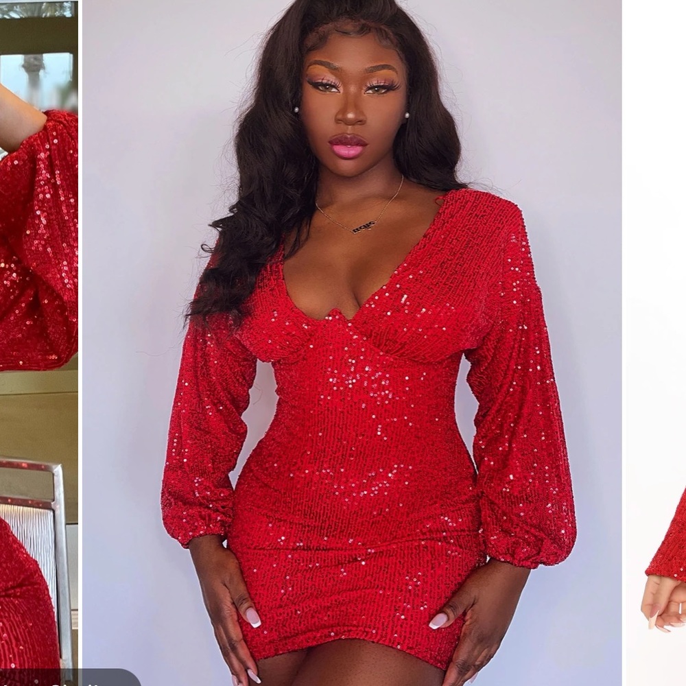 Never worn Red Mini Sequin Dress